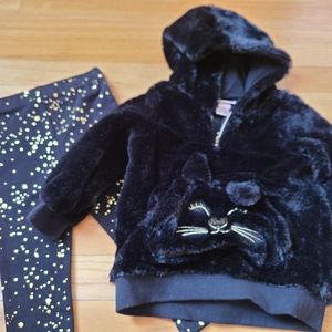 NWT- 2-Pc. Faux-Fur Hoodie & Printed Leggings Set